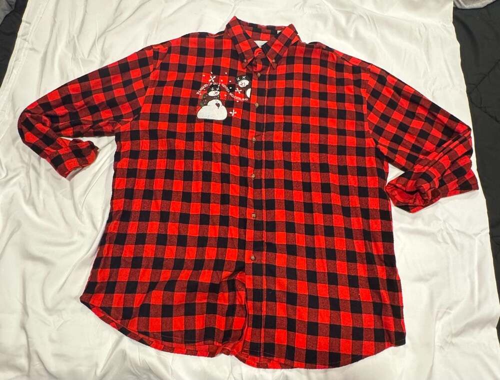 Vintage 90’s Lighthouse Apparel Snowman Flannel Shirt Christmas